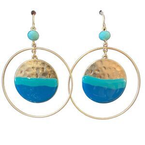 NWOT Gold Tone With Blue Beads and Medallion Center